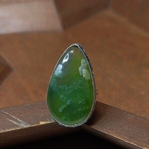 Hand Crafted Green Teardrop Ring
